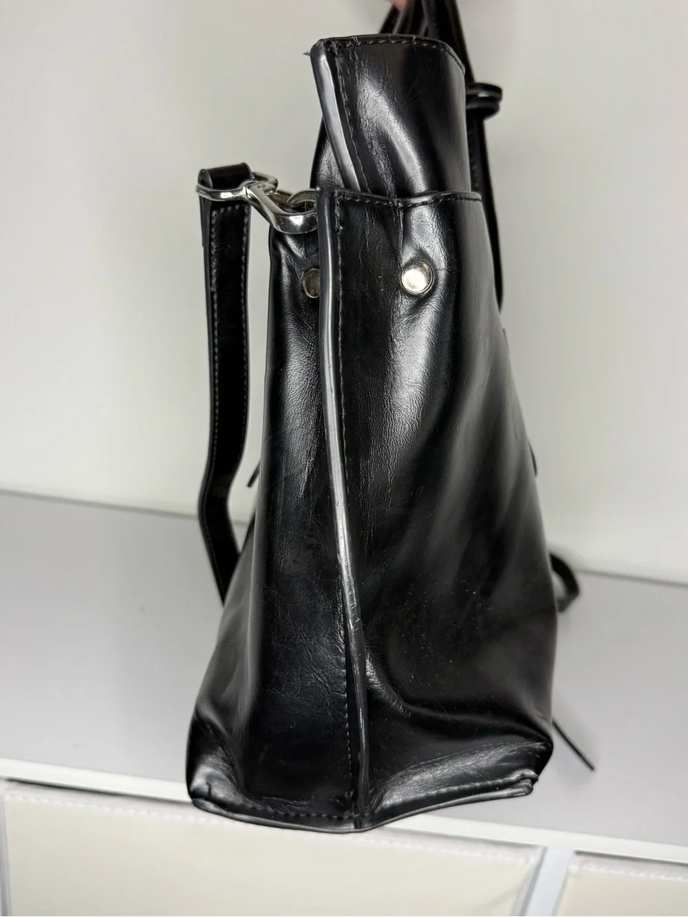 Vintage Zara Black Leather Duffel Bag